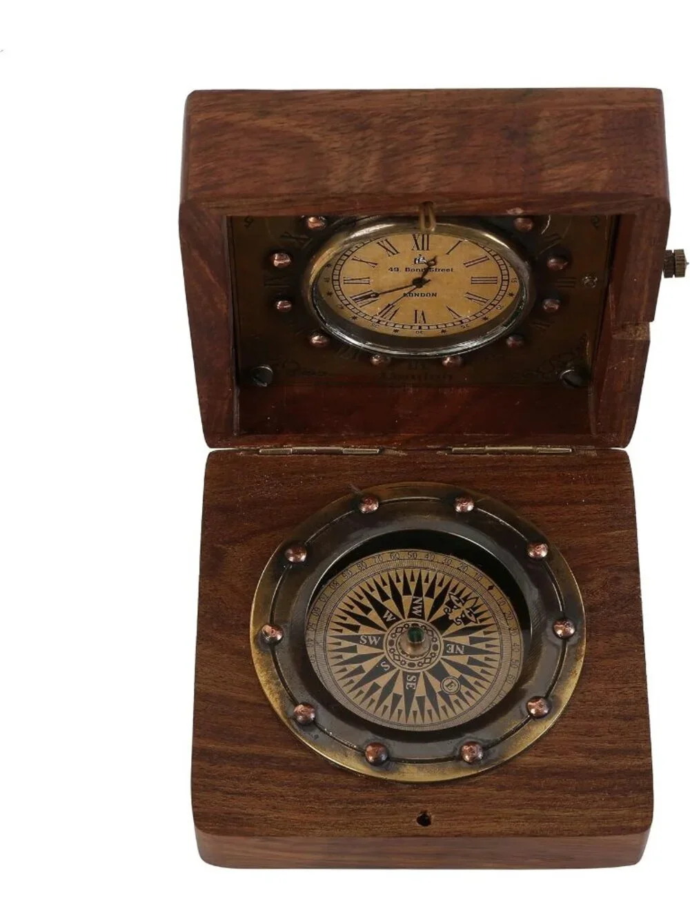 Men's Brown Analog Handmade Brass Sundial Authentic Vintage Maritime Compass